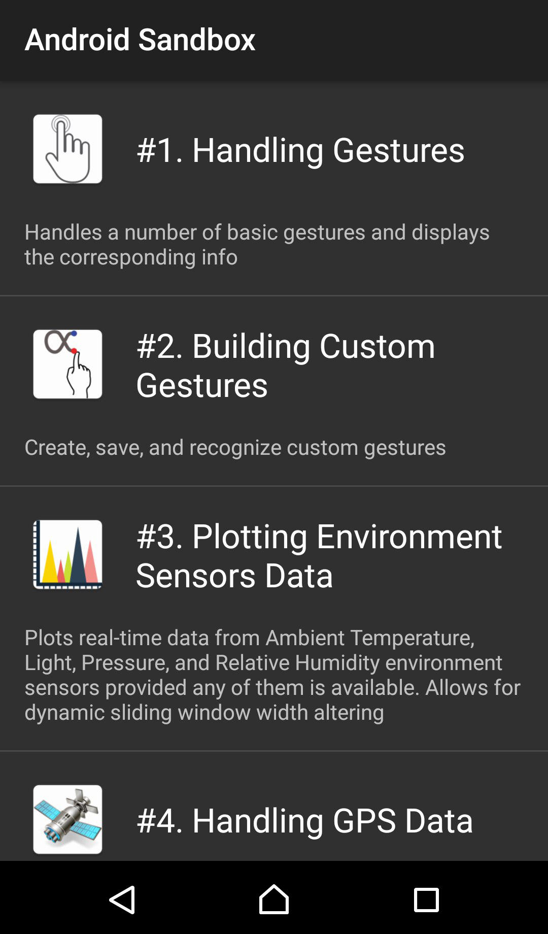 Android Sandbox application screenshot